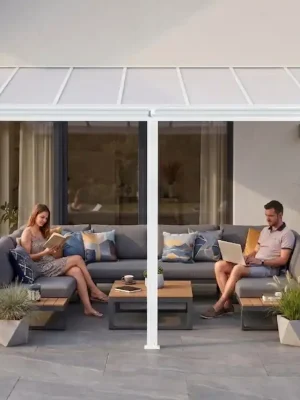Heißes Angebot hliníková pergola LANITPLAST WALL 43 bílá + opál PC