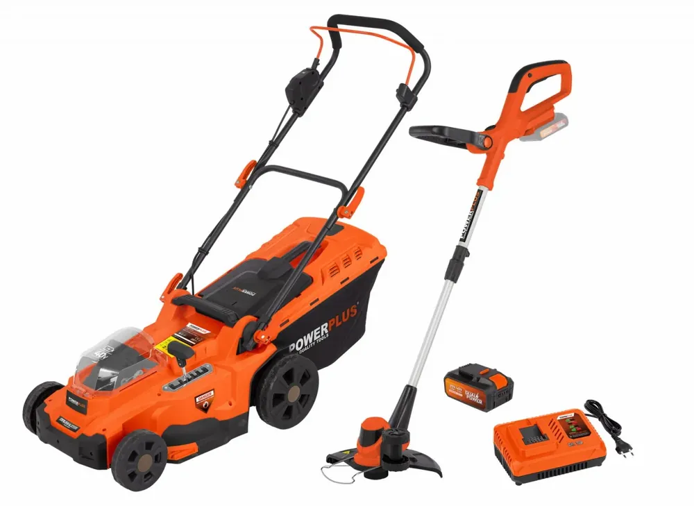Markenware POWDPG75620 Aku sekačka 40V LI-ION 370 mm plus vyžínač 20V plus nabíječka plus baterie 40V 2,5 Ah POWERPLUS záruka 3 roky