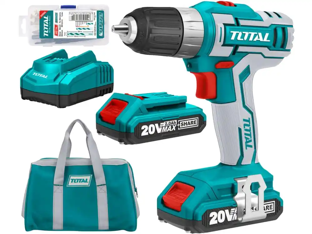 TOTAL TDLI2002 Vrtací šroubovák aku, 20V Li-ion, 2000mAh, industrial Neue Ware