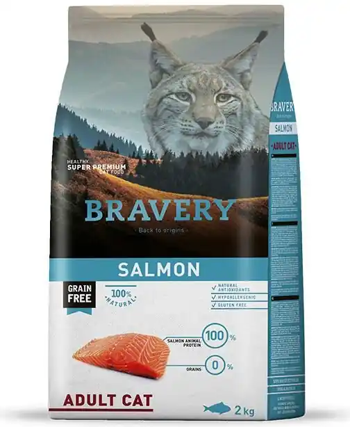 Cat ADULT Krmivo pro kočky 2kg - losos BRAVERY 2100945 Billig