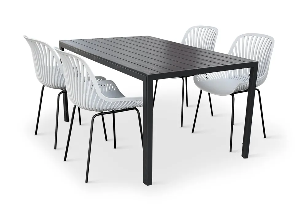 Neu Im Sortiment Zahradní jídelní nábytek - stůl Viking L + 4x židle Gaby, šedá NOELA 34570501GSZ