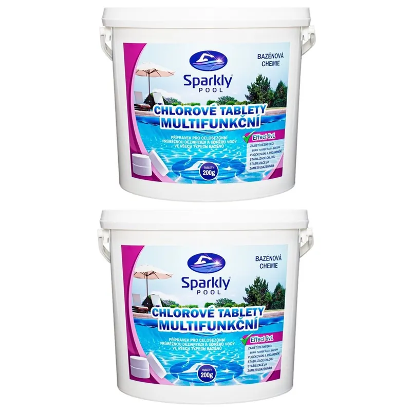 Super-Preis Chlorové tablety do bazénu 6v1 multifunkční 200 g 10 kg SPARKLY POOL